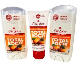 3 Old Spice Total Body Aluminum Free Deodorant Cream Mandarin Sandalwood 3 oz